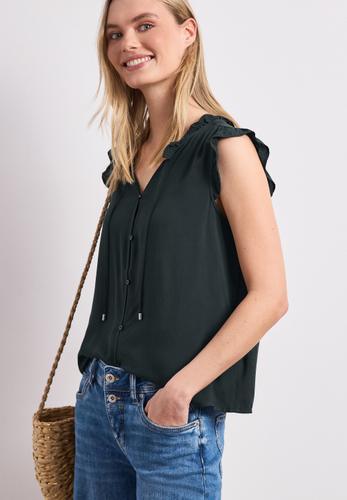 Blusentop mit Split Neck und Rüschen 36 - Deep Bound Green