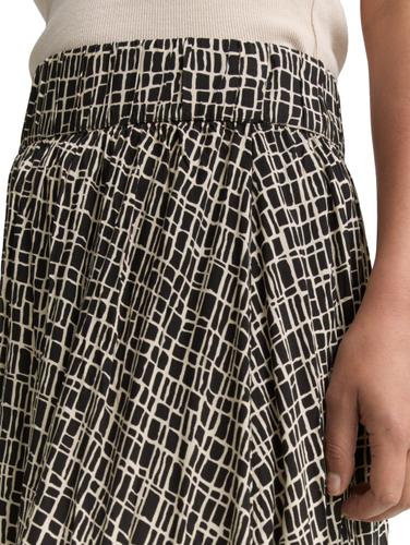 High Waist Midi-Rock aus Viskose 38 High Waist Fit - Abstract Black Grid Design