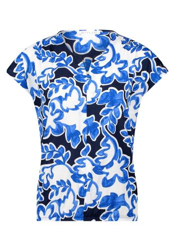 Blusenshirt S Lässig - Weiß/dunkelblau