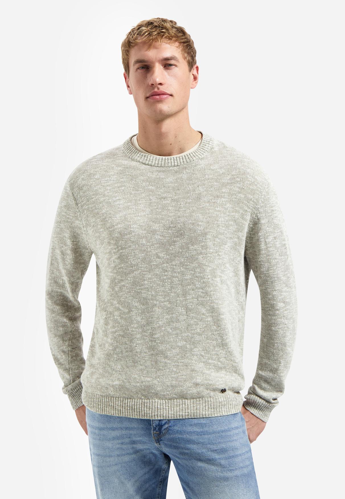 Pullover Crewneck Melange With Linen XL Regular Fit - Taupe