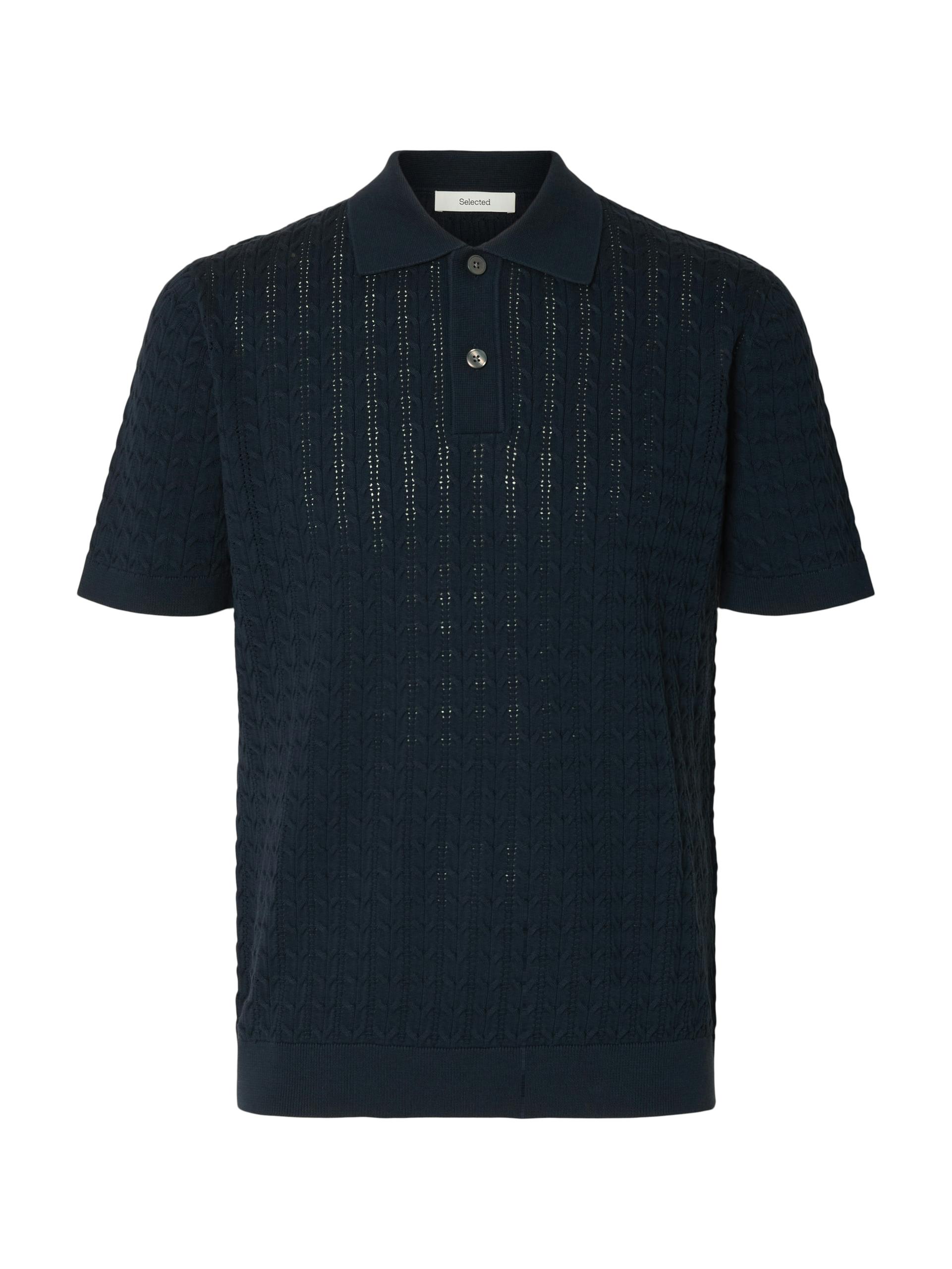 SLHMATTIS SS KNIT NEW CABLE POLO L Normal geschnitten - Sky Captain