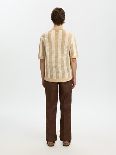 SLHSHANE SS OPEN STRUC POLO CARDIGAN S Locker geschnitten - Birch