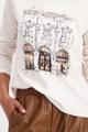 Langarmshirt mit City-Druck 46 - Almond