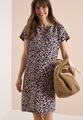Knielanges Kleid aus Leinenmix mit Print M - Rich Burgundy