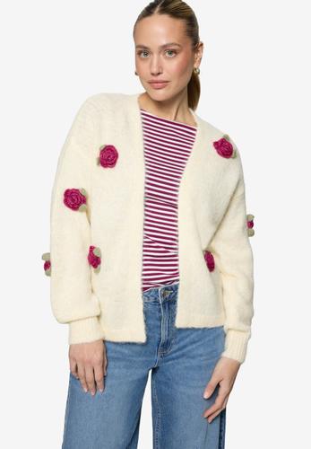 Strickjacke mit bunten 3D Blumen