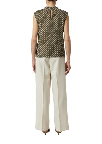 Bluse 42 - Weiß|olive