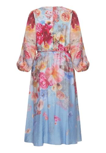 Abendkleid 38 Tailliert - Blue/Rosé