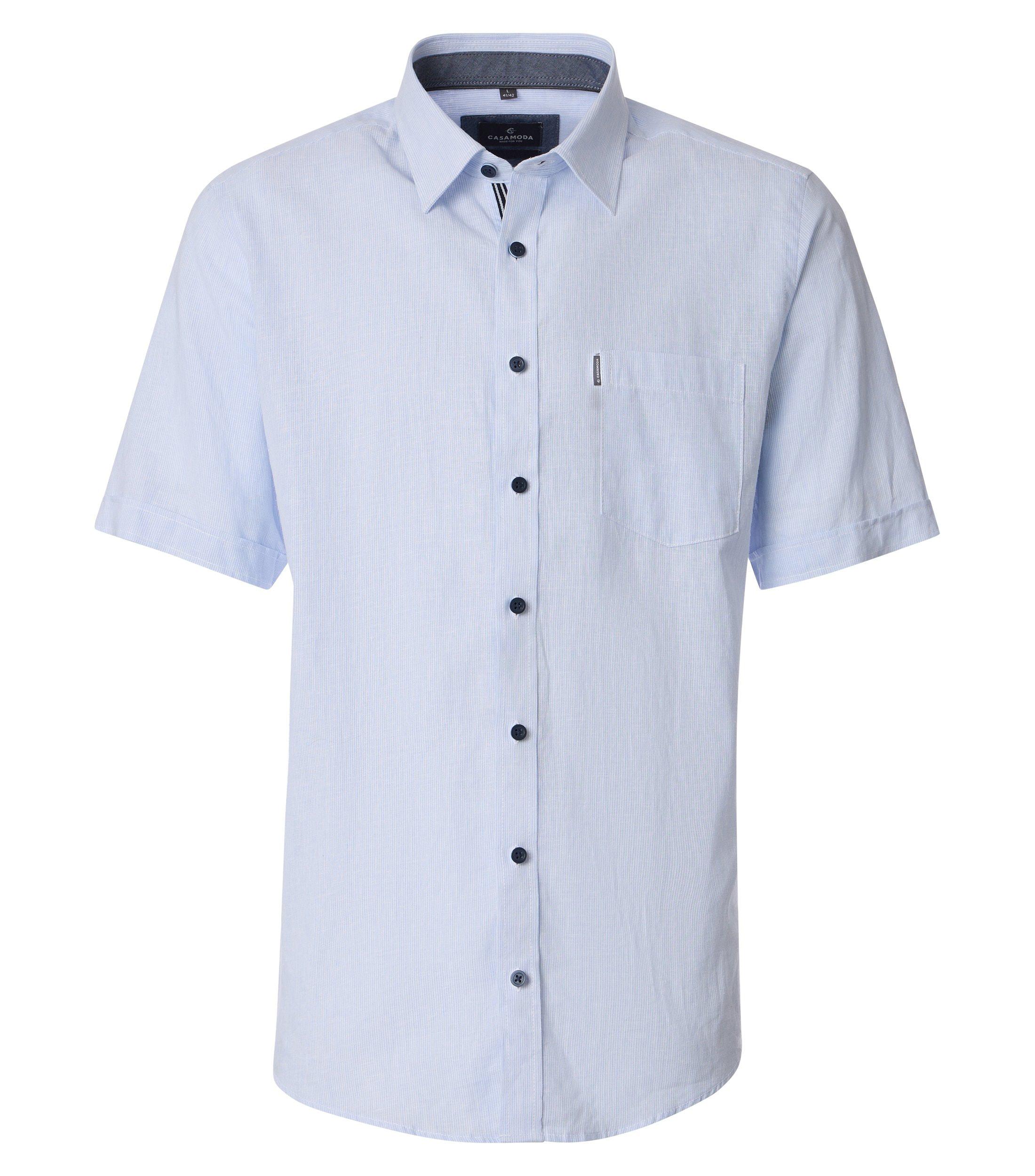 Leinenhemd Kurzarm XXL Comfort Fit - Blau