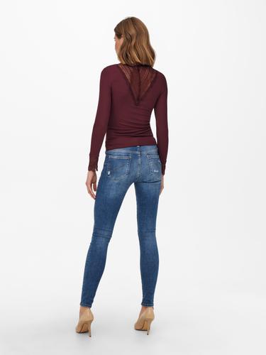 ONLTILDE L/S HIGH NECK LACE TOP JRS NOOS S Stretch - Port Royale