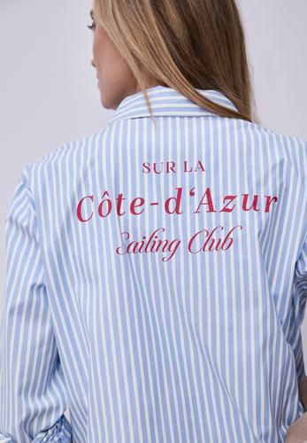 Bluse mit Hemdkragen und  Backprint 42 - Original Blue