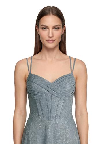 Abendkleid 32 Figurbetont - Weiß/grau