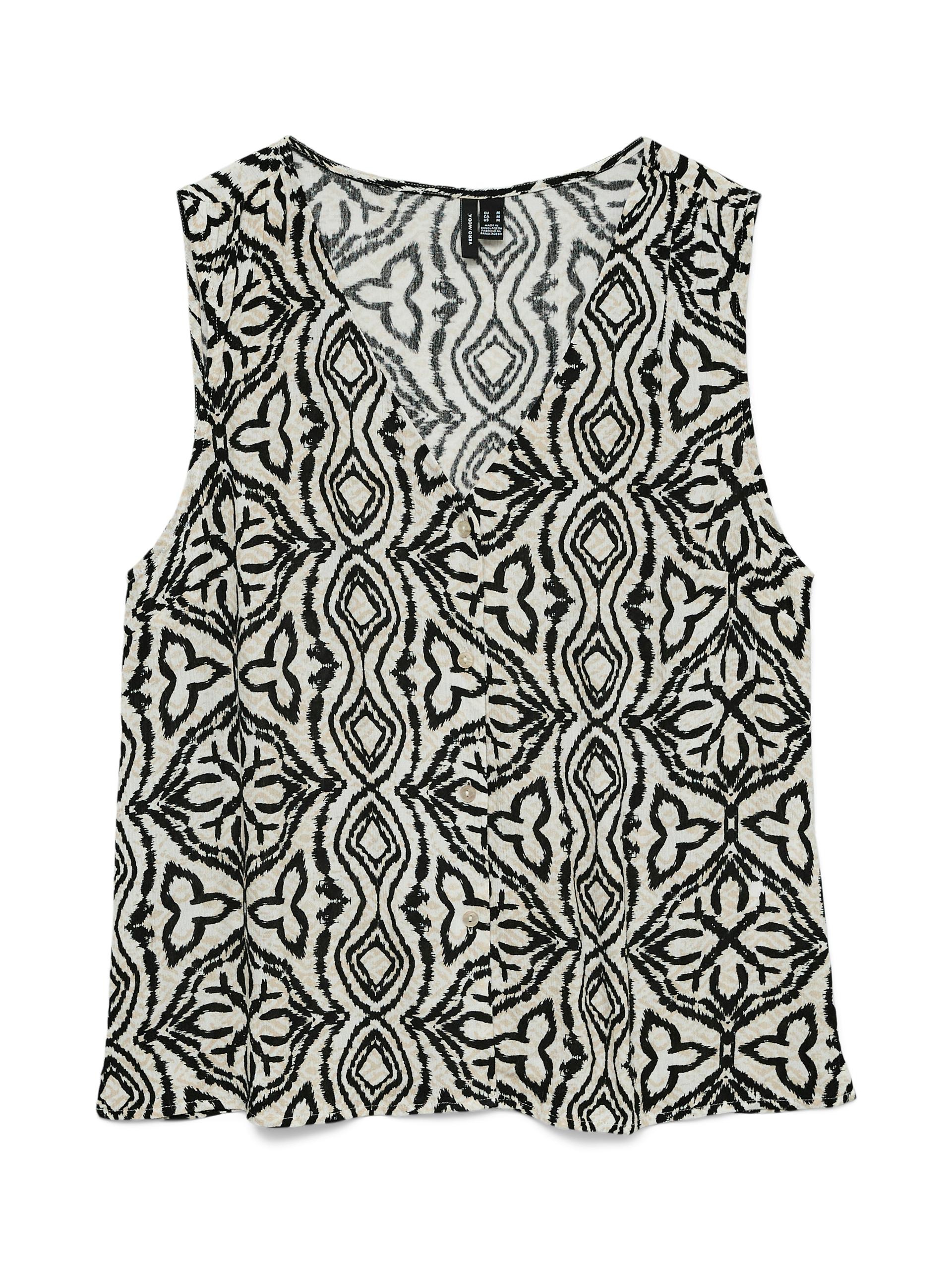 VMMENNY SL V-NECK TOP WVN BOO XS Normal geschnitten - Birch