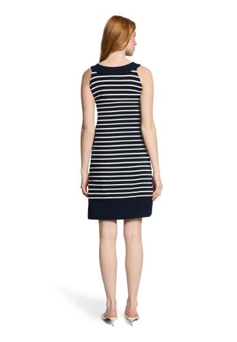 Sommerkleid 40 Leicht tailliert - Dunkelblau/Weiß