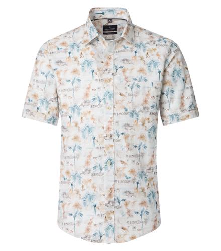 Leinenhemd Kurzarm XXL Casual Fit Short - Beige