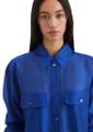 Blouse, long oversized shape, kent collar, long sleeve, chest pockets, solid