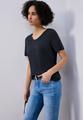 Basic T-Shirt mit gerundetem V-Neck
