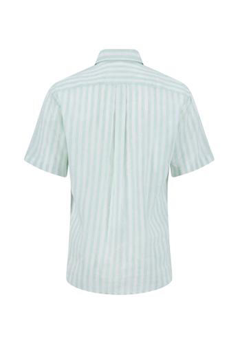 Summer Linen Stripes, B.D., 1/2 L Casual Fit - Minty Green