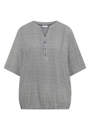Kurzarm Bluse mit Split Neck und Streifen