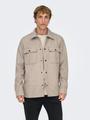 ONSASH OVR WOOLEN LOOK PKT LS SHIRT NOOS M Normal geschnitten - Chinchilla