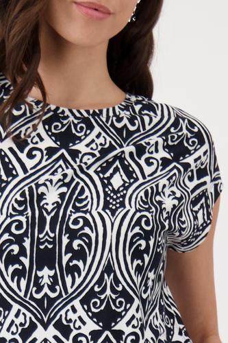 T-Shirt mit Ornament-Muster 36 - Schwarz Gemustert