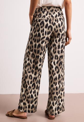 High Waist Wide Leg Hose mit Leo-Print 42/30 - Timeless Beige