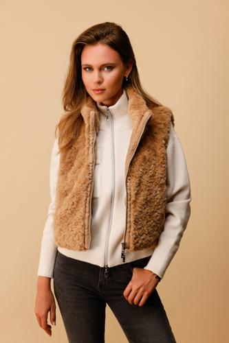 Cropped-Weste mit Taschen 36 - Cognac
