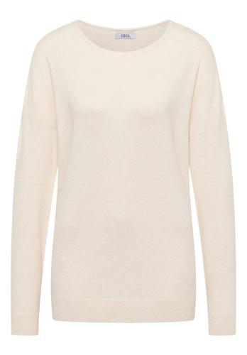 Pullover mit Strukturdetail XL - Oat Milk Beige Melange