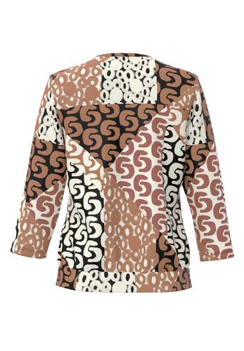 Blusenshirt NOS mit aparter Faltenpartie 52 - Cashew/caramel/toffee/schwarz/ecru
