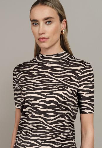 T-Shirt mit Zebra Print 36 - Deep Roast Brown