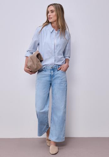 Bluse mit Hemdkragen und  Backprint 42 - Original Blue