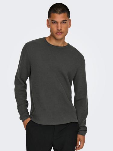 ONSERIC REG 12 STRUC CREW KNIT NOOS M Normal geschnitten - Grey Pinstripe