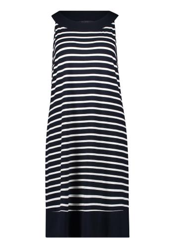 Sommerkleid 40 Leicht tailliert - Dunkelblau/Weiß