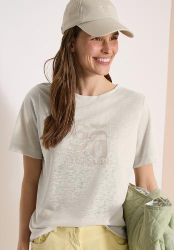 T-Shirt in Leinen-Optik mit Print