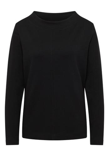 Funnelneck Shirt in Unifarbe - Schwarz / S