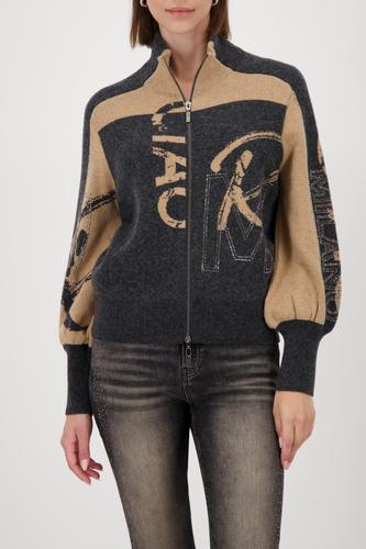 Strickjacke mit Strasssteinen 42 - Anthra Melange Gemustert