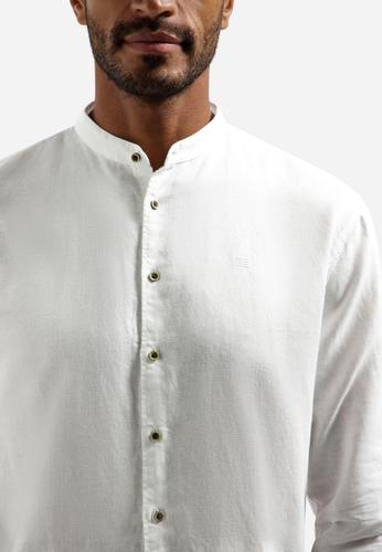 Shirt With Linen Granddad M Regular Fit - White