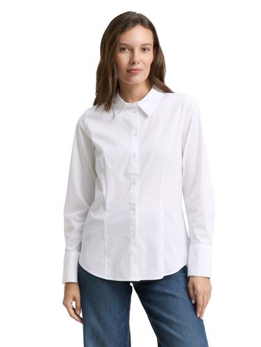 Fitted Popeline Hemdbluse 40 Slim Fit - White