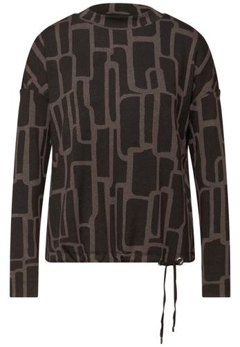Print Shirt mit Tunnelzug 40 - Darkest Brown