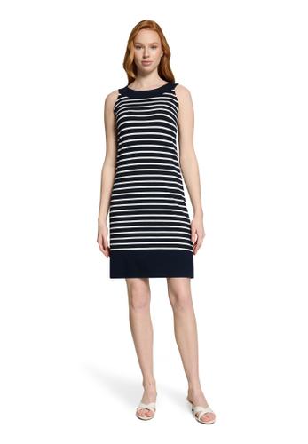 Sommerkleid 40 Leicht tailliert - Dunkelblau/Weiß