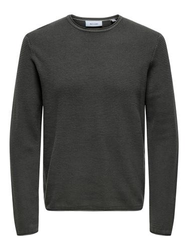 ONSERIC REG 12 STRUC CREW KNIT NOOS M Normal geschnitten - Grey Pinstripe