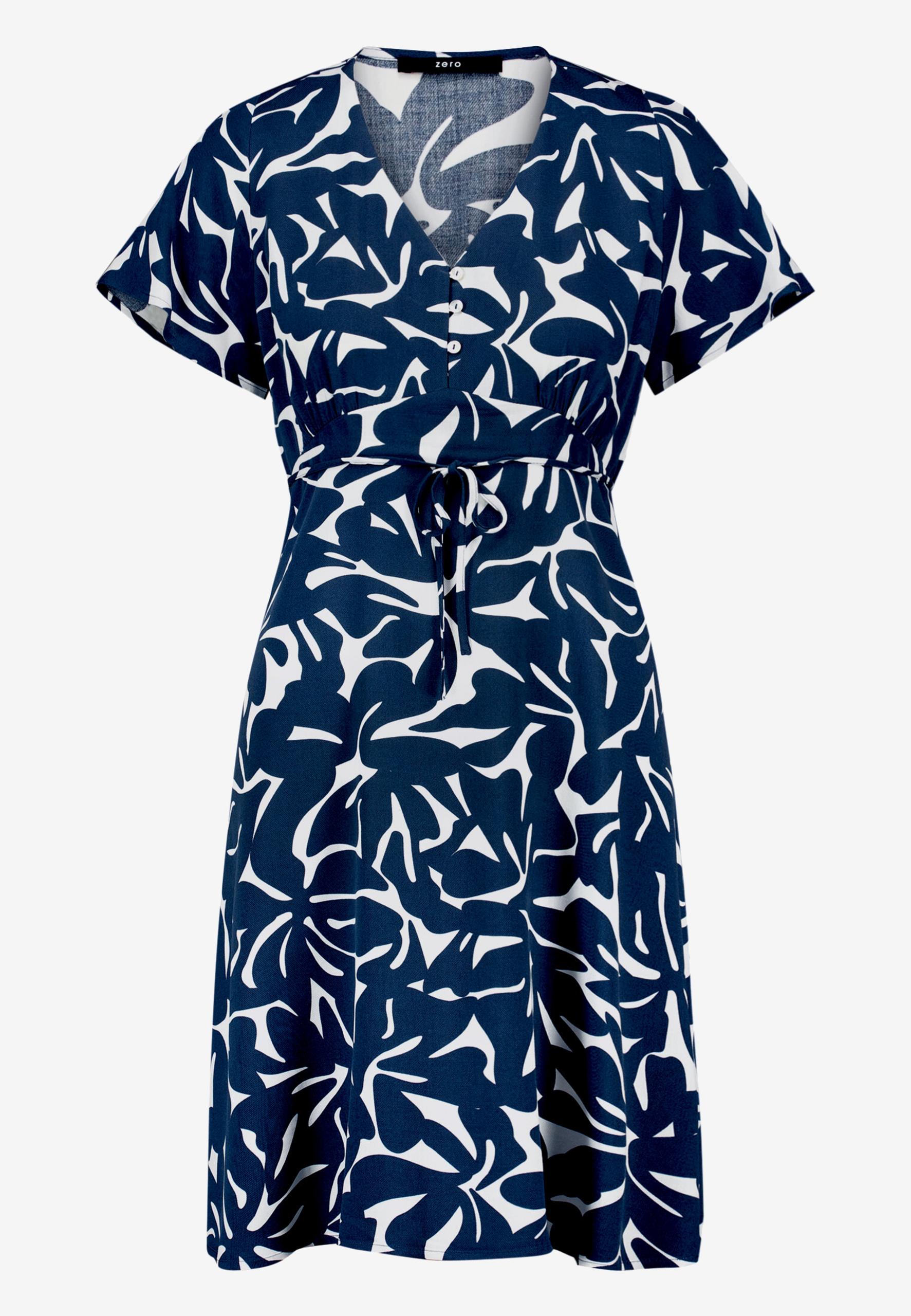 Minikleid mit Blumenmuster 34 - Blue/cream