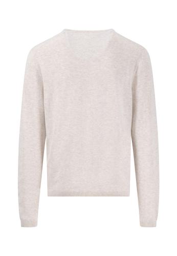 O-Neck, small structure L Casual Fit - New Offwhite