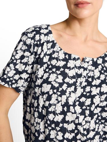 Crinkle T-Shirt mit Muster XXXL Regular Fit - Blue Ginkgo Minimal