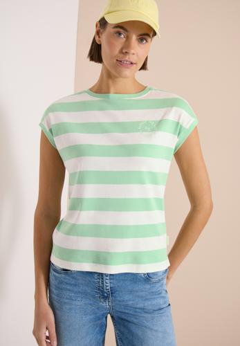 T-Shirt mit Streifen und Printdetail