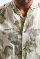 Shirt Short Sleeve Allover Printed With Linen L Regular Fit - Green