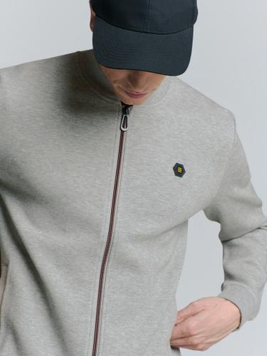 Sweater Full Zipper Pique Bomber Grau M