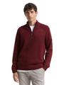 Troyer Strickpullover mit Ripp-Details XXL Regular Fit - Bordeaux Melange