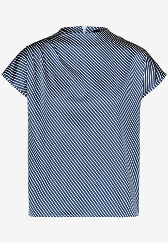 Satinbluse gestreift mit Stehkragen 36 - Dark Blue/white
