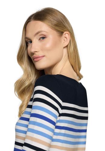 Basic Shirt 44 Tailliert - Dunkelblau/Weiß