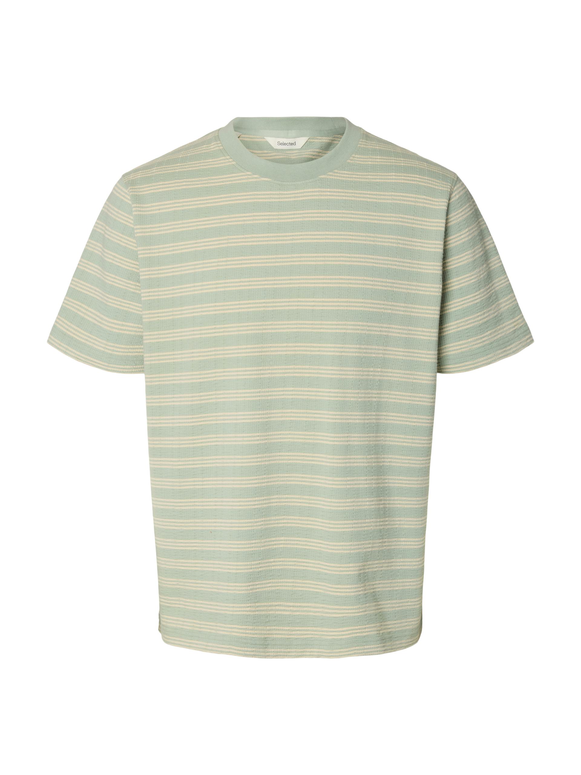 SLHELI SEERSUCKER SS O-NECK TEE XL Normal geschnitten - Aqua Gray